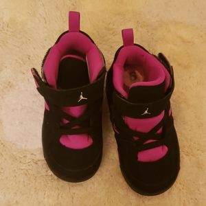 Pink and black toddler Jordans